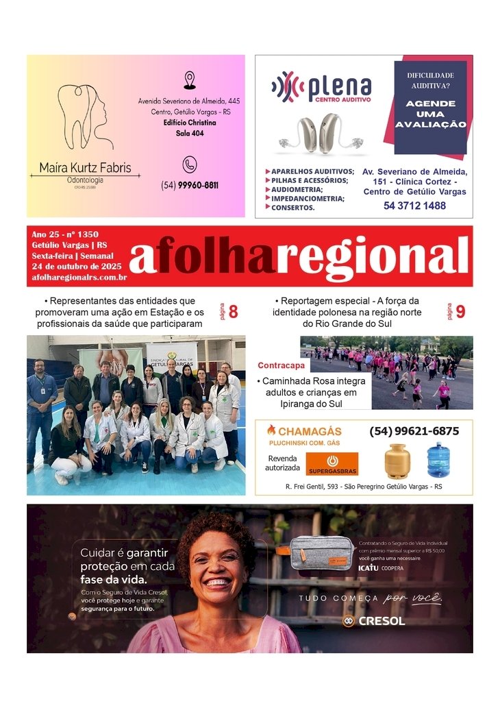 A FOLHA REGIONAL. ANO 25, Nº 1.341. Getúlio Vargas RS, 24 de outubro de 2025