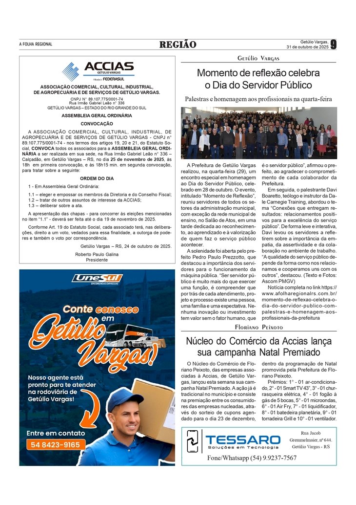 Dia do Servidor Público em Getúlio Vargas. / Campanha do Núcleo de Comércio da Accias de Floriano Peixoto