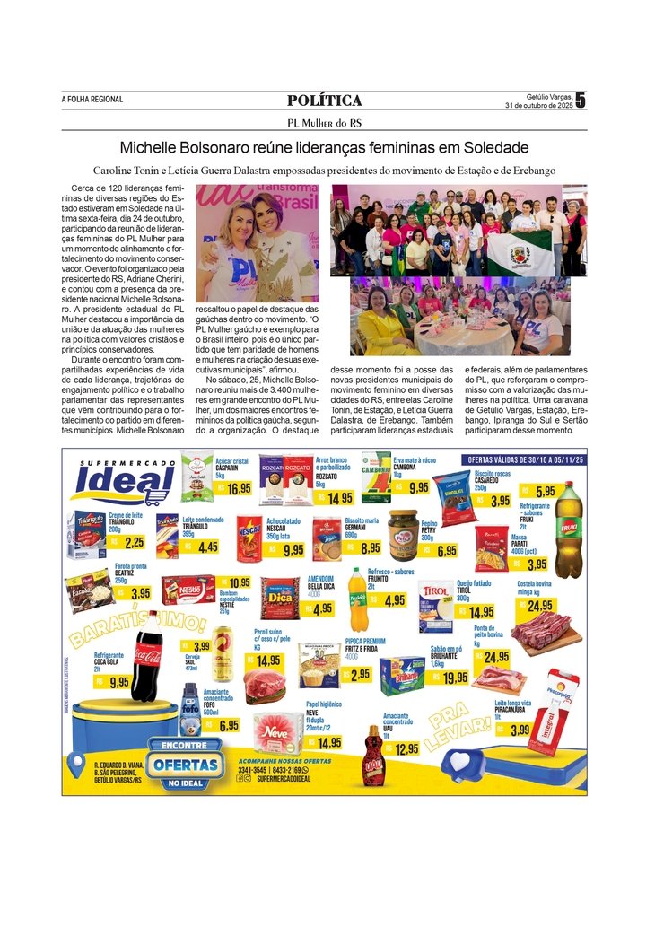 Michelle Bolsonaro reúne lideranças femininas em Soledade