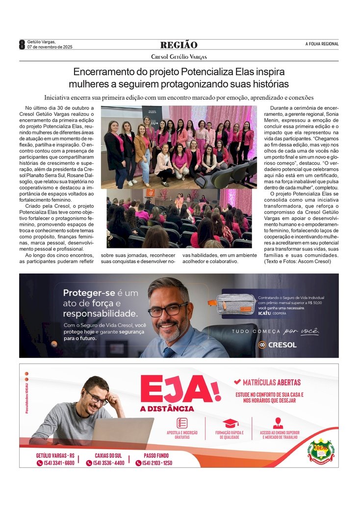 Cresol Getúlio Vargas - Encerramento do projeto Potencializa Elas inspira mulheres a seguirem protagonizando suas histórias