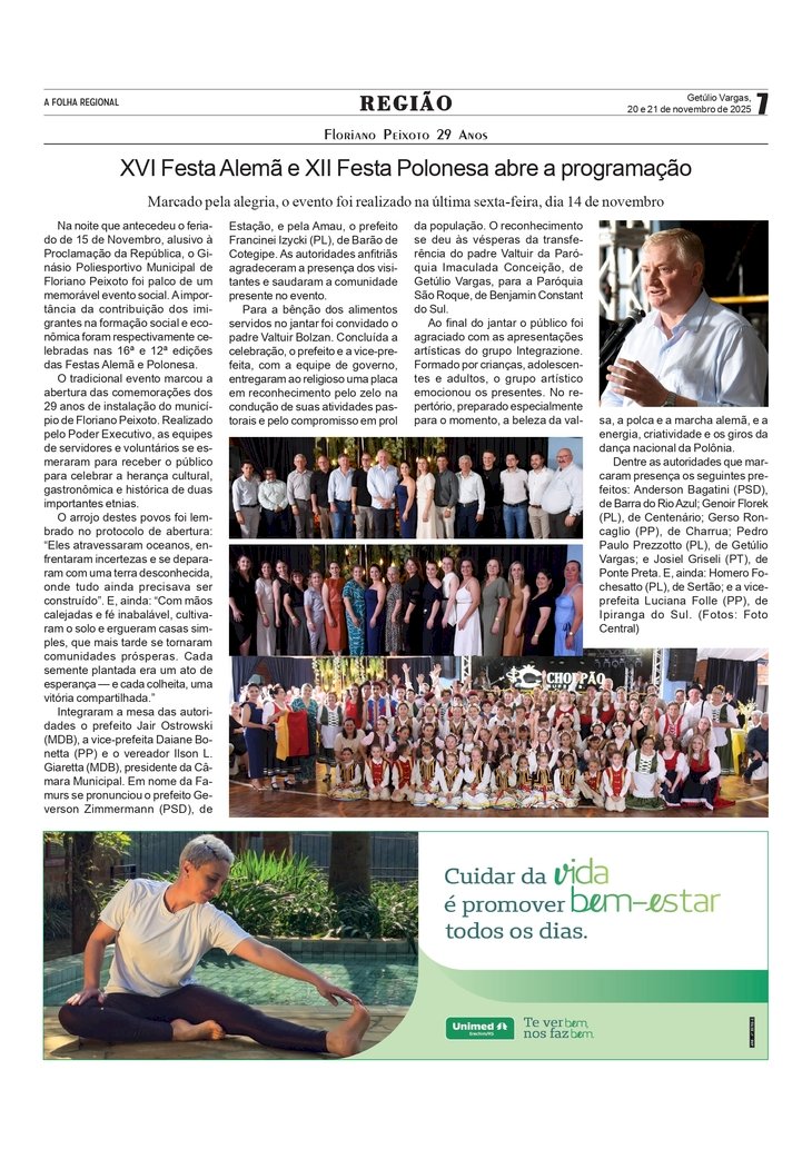 XVI Festa Alemã e XII Festa Polonesa abre a programação dos 29 anos de Floriano Peixoto