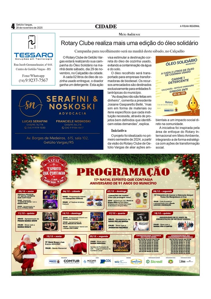 Rotary Clube . /  Programação do 17º Natal Espírito que Contagia.