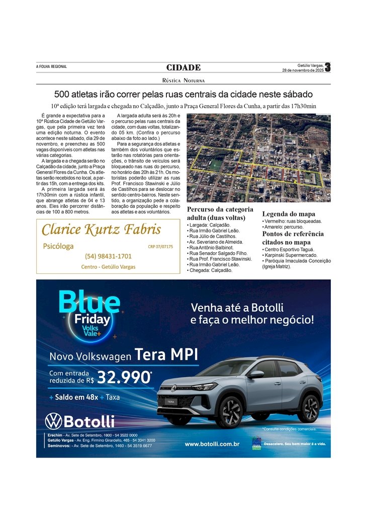 500 atletas irão correr pelas ruas centrais da cidade neste sábado