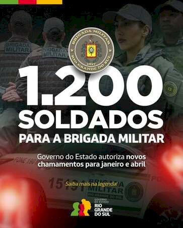Governo gaúcho autoriza a nomeação de 1.200 novos soldados para a Brigada Militar