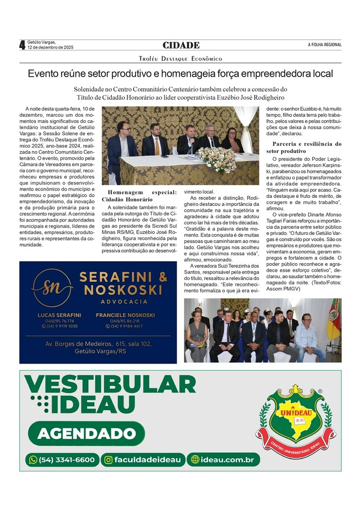 Troféu Destaque Econômico reúne setor produtivo e homenageia força empreendedora local