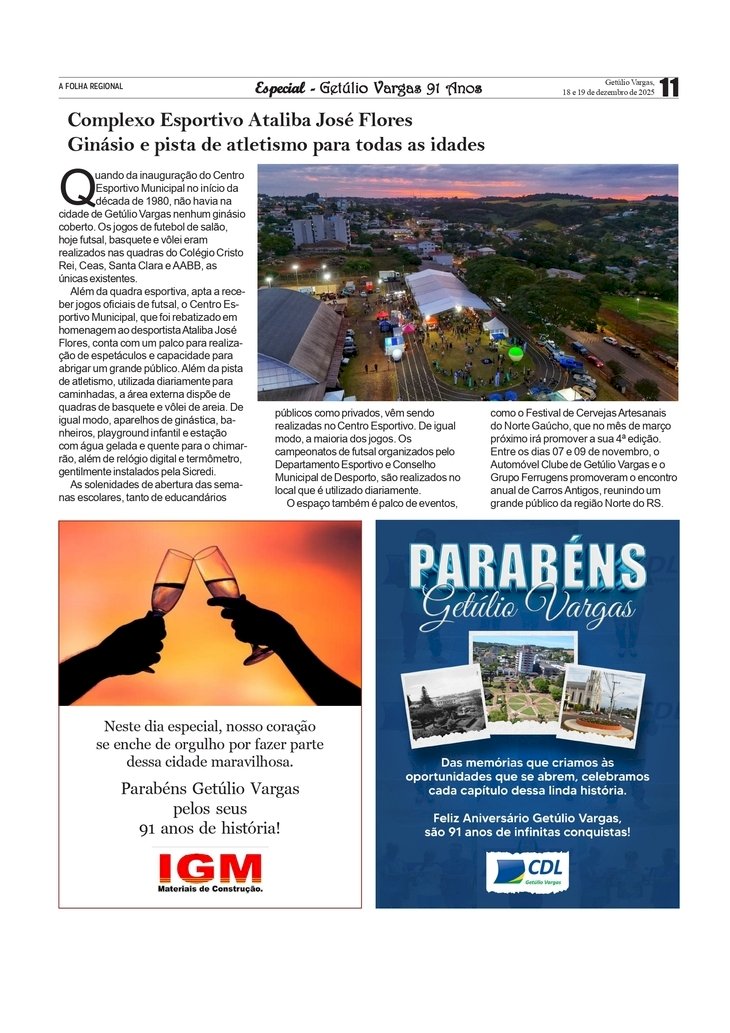 Especial - Getúlio Vargas 91 Anos - Complexo Esportivo Ataliba José Flores