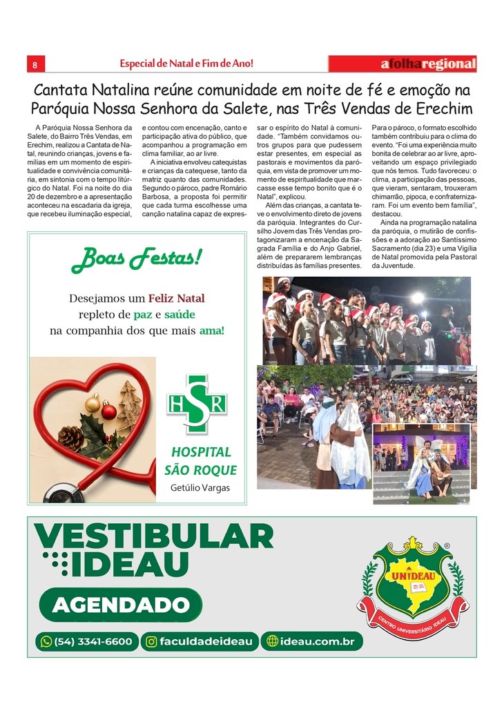 Cantata Natalina reúne comunidade em noite de fé e emoção na Paróquia Nossa Senhora da Salete