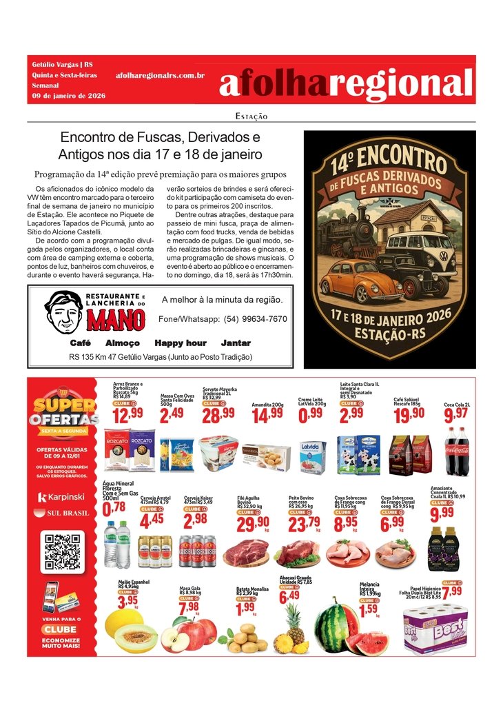 Ofertas desta sexta-feira (09) e final de semana nos Supermercados Karpinski e Sul Brasil.