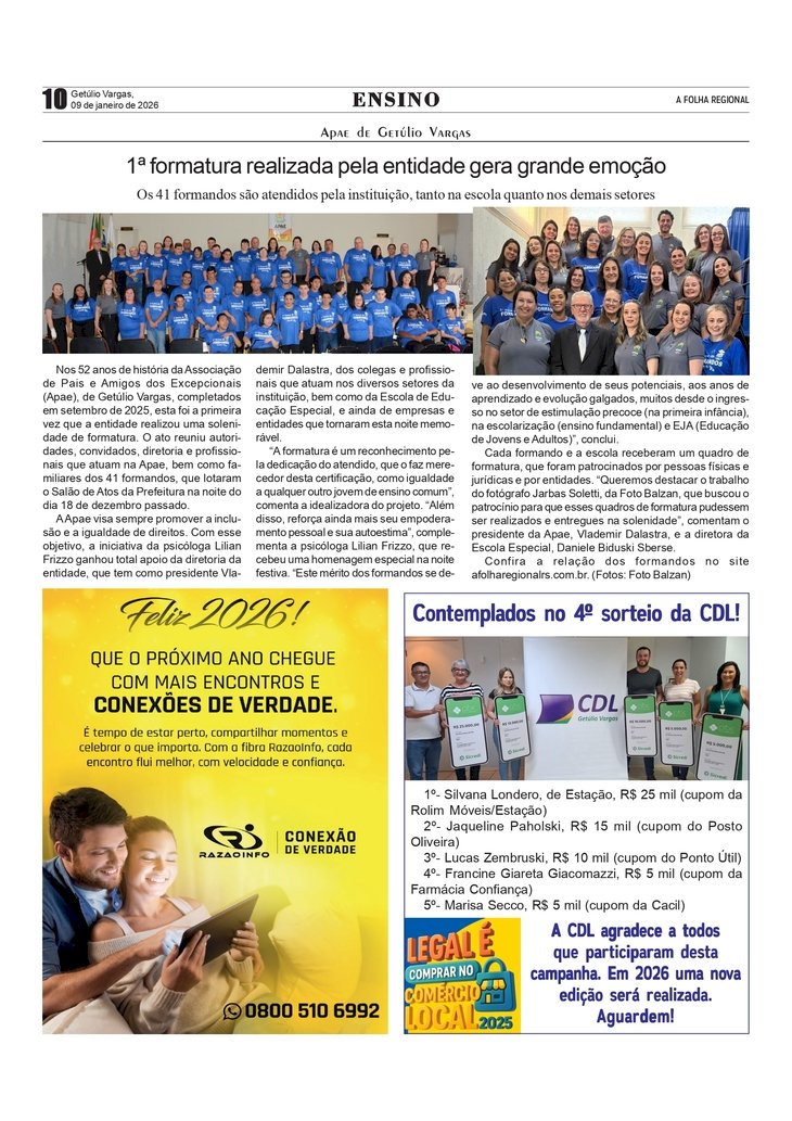 Apae - 1ª formatura realizada pela entidade gera grande emoção