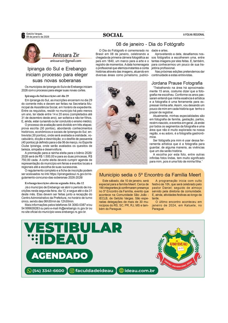 Social. Por Anissara Zir. Edição de 09/01/2026.