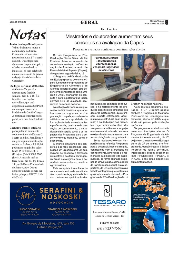Mestrados e doutorados da URI aumentam seus conceitos na avaliação da Capes / NOTAS