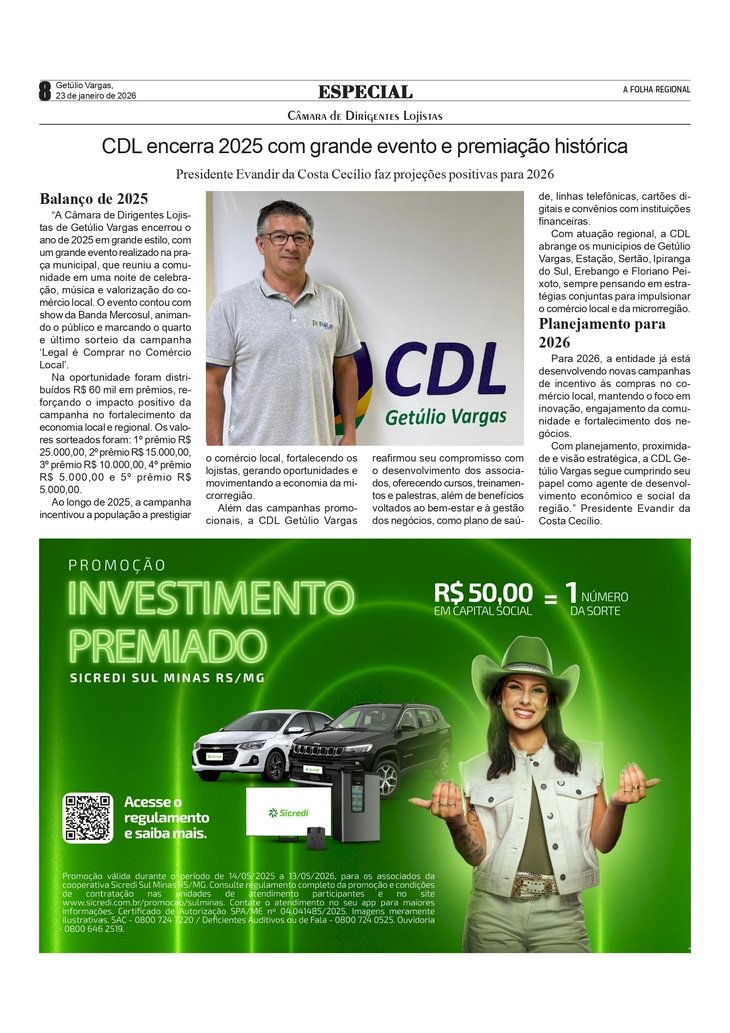 CDL Getúlio Vargas encerra 2025 com grande evento e premiação histórica