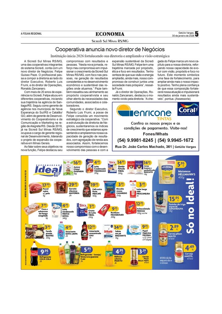 Sicredi Sul Minas RS/MG anuncia novo diretor de Negócios