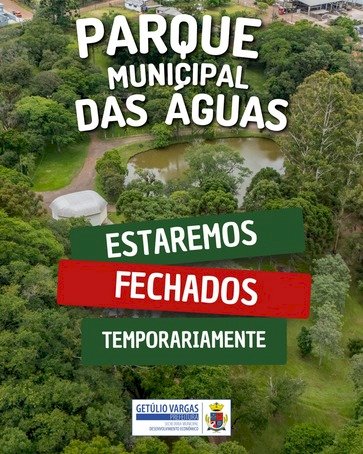 Parque Municipal das Águas ficará temporariamente fechado para manutenção