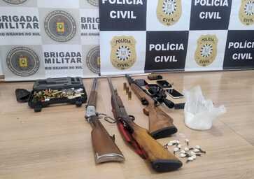 Brigada Militar e Polícia Civil apreendem armas e entorpecentes em Erval Grande
