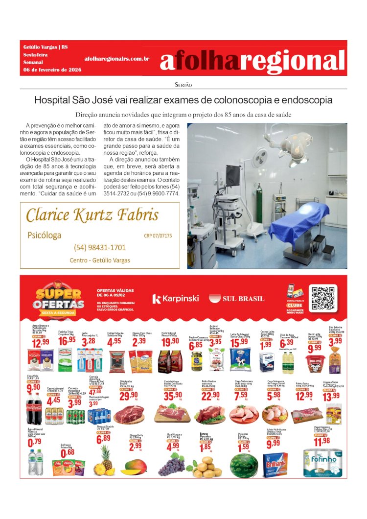 Hospital São José, de Sertão,  vai realizar exames de colonoscopia e endoscopia