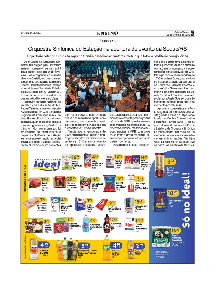 Orquestra Sinfônica de Estação se apresenta na abertura de evento da Seduc/RS