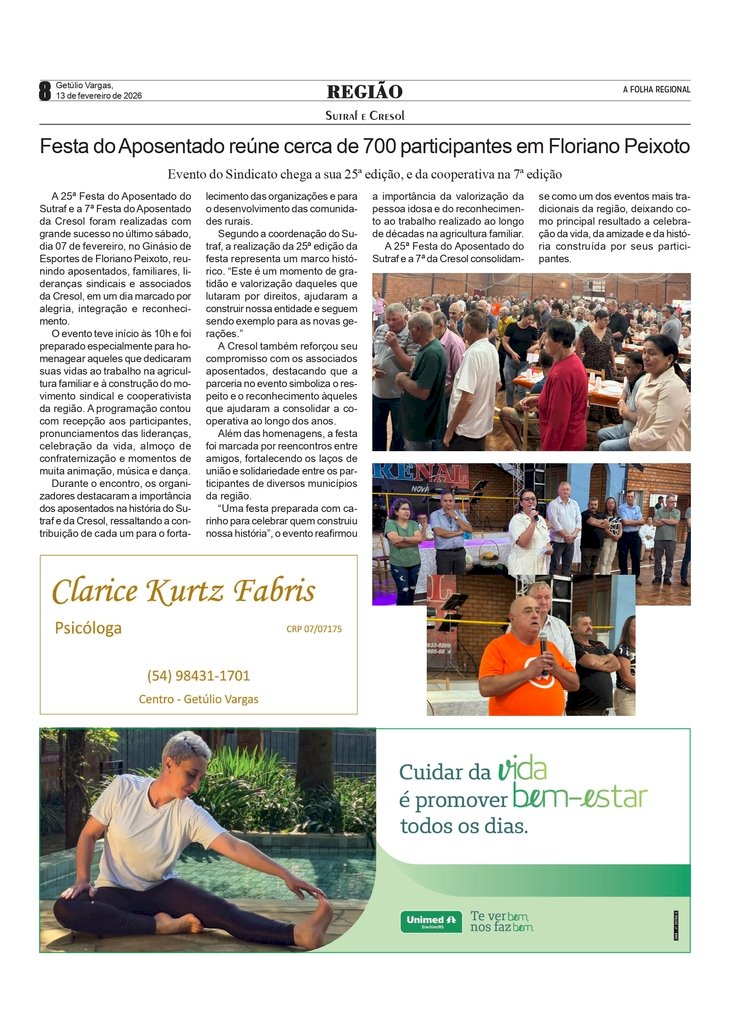 Sutraf e Cresol - Festa do Aposentado reúne cerca de 700 participantes em Floriano Peixoto