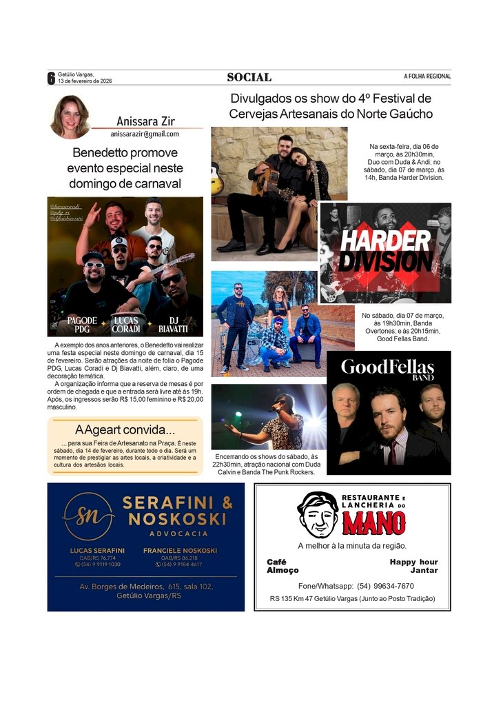 Social, por Anissara Zir. Edição de 13/02/2026.