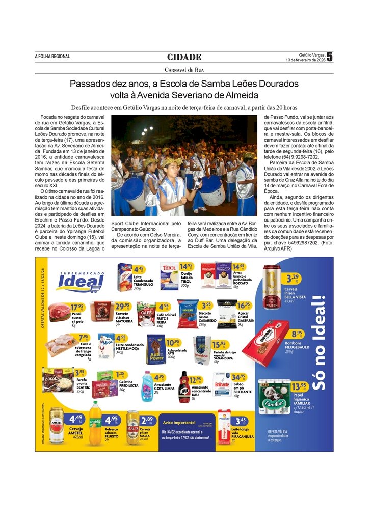 Carnaval de Rua - Passados dez anos, a Escola de Samba Leões Dourados volta à Avenida Severiano de Almeida