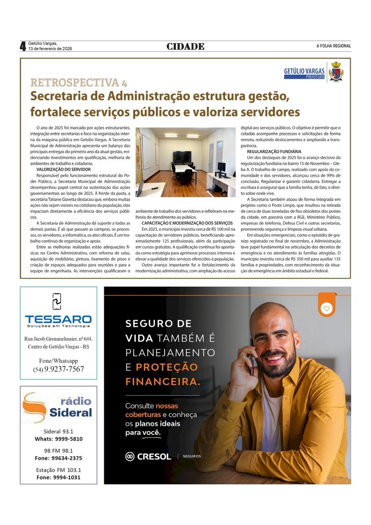 Getúlio Vargas - Secretaria de Administração - Organização interna, valorização do servidor e cidadania como prioridades