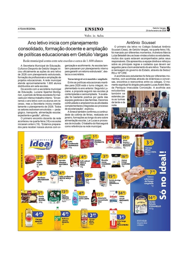 Ano letivo inicia com planejamento consolidado, formação docente e ampliação de políticas educacionais em Getúlio Vargas