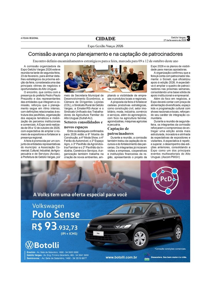 Expo Getúlio Vargas 2026 - Comissão avança no planejamento e na captação de patrocinadores