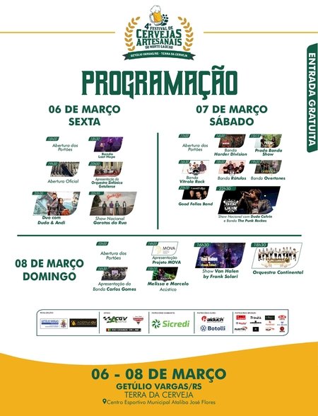 Confira a programação da 4º Festival de Cervejas Artesanais do Norte Gaúcho