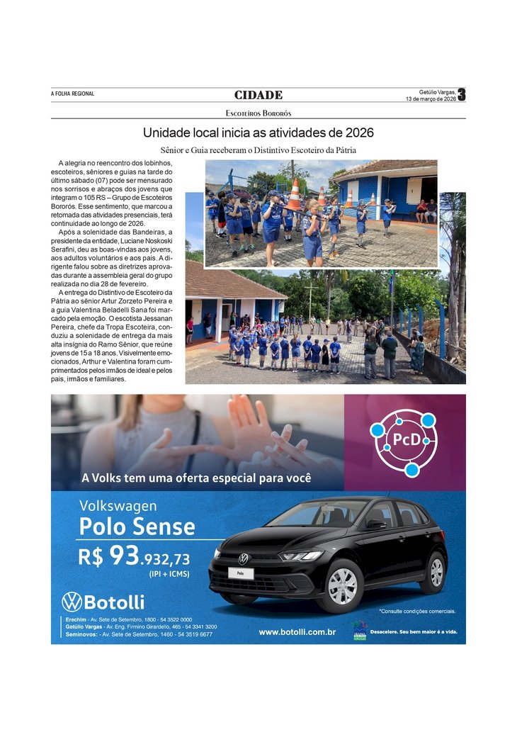 Escoteiros Bororós - Unidade local inicia as atividades de 2026