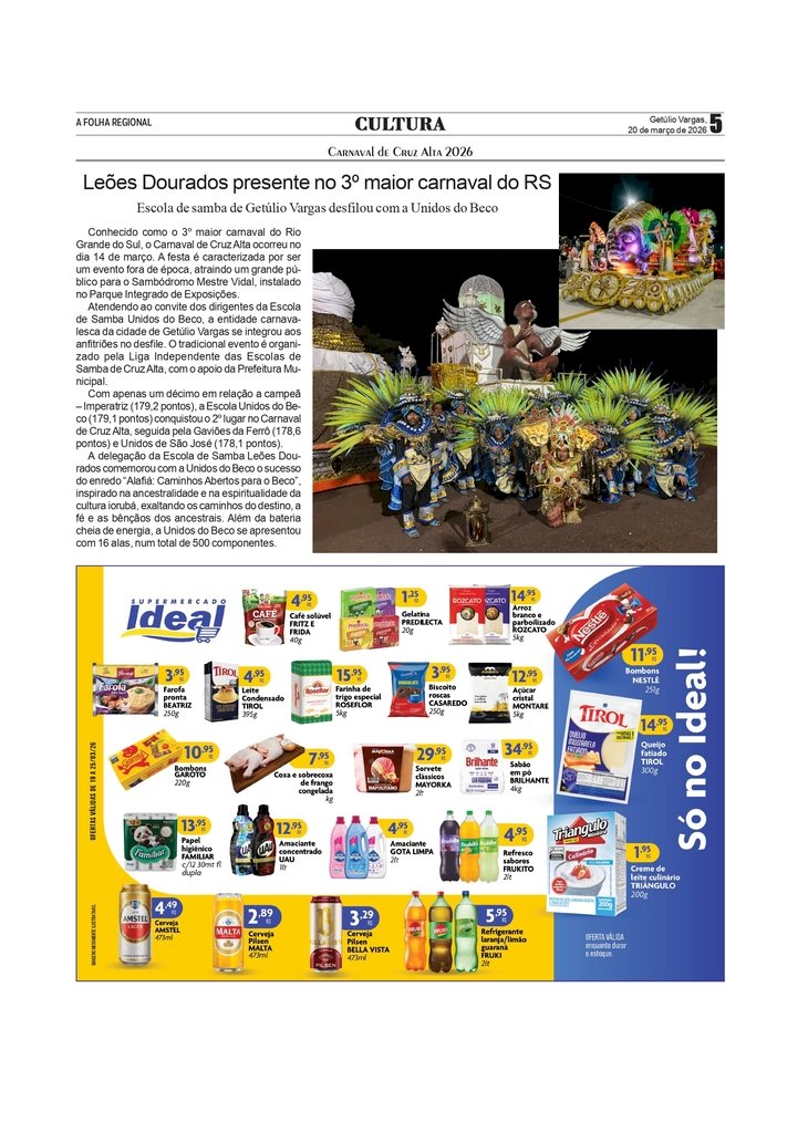 Leões Dourados presente no 3º maior carnaval do RS