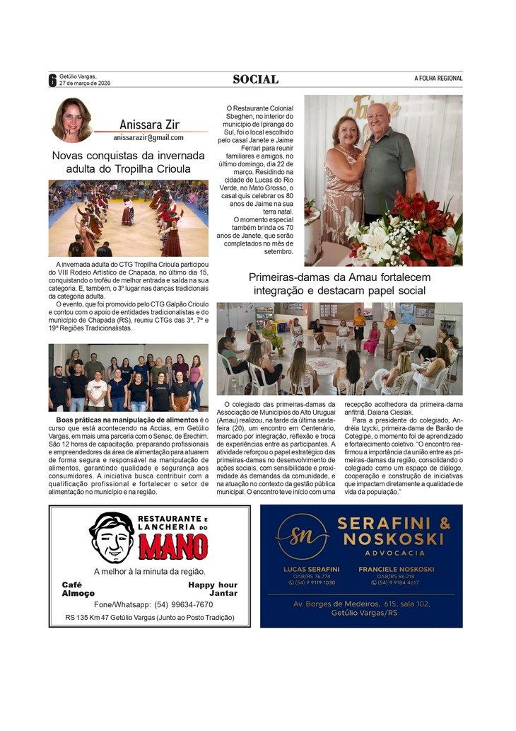 Social, por Anissara Zir. Edição de 27/3/2026