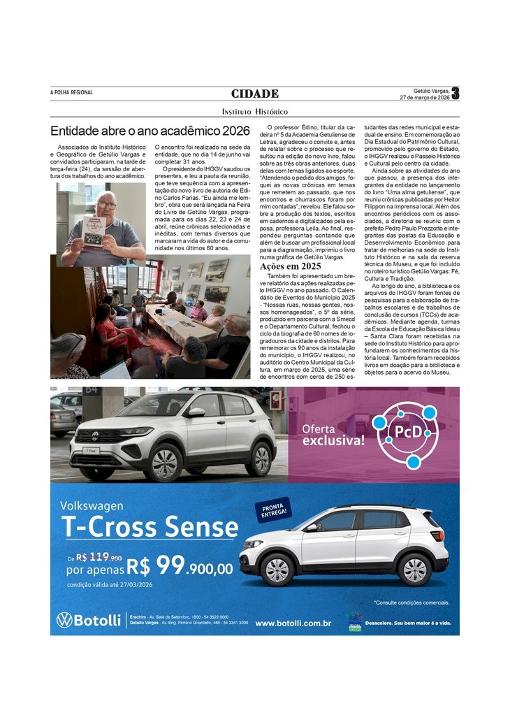 Instituto Histórico - Entidade abre o ano acadêmico 2026