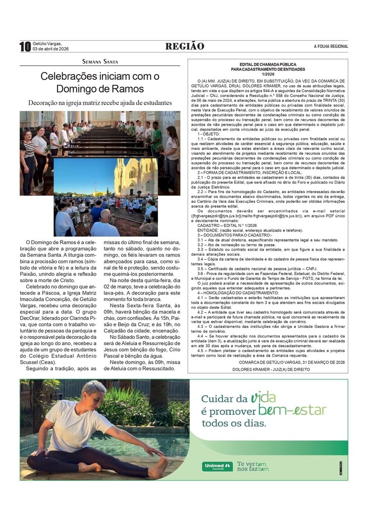 Semana Santa - Celebrações iniciam com o Domingo de Ramos