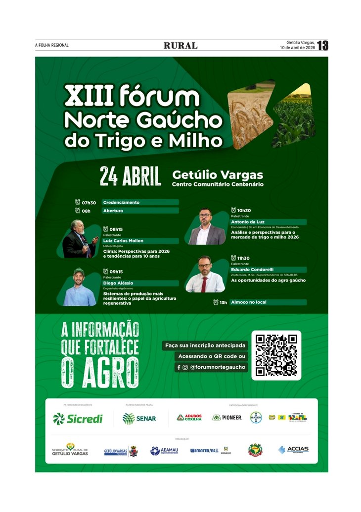 XIII Fórum Norte Gaúcho do Trigo e do Milho - Os palestrantes.