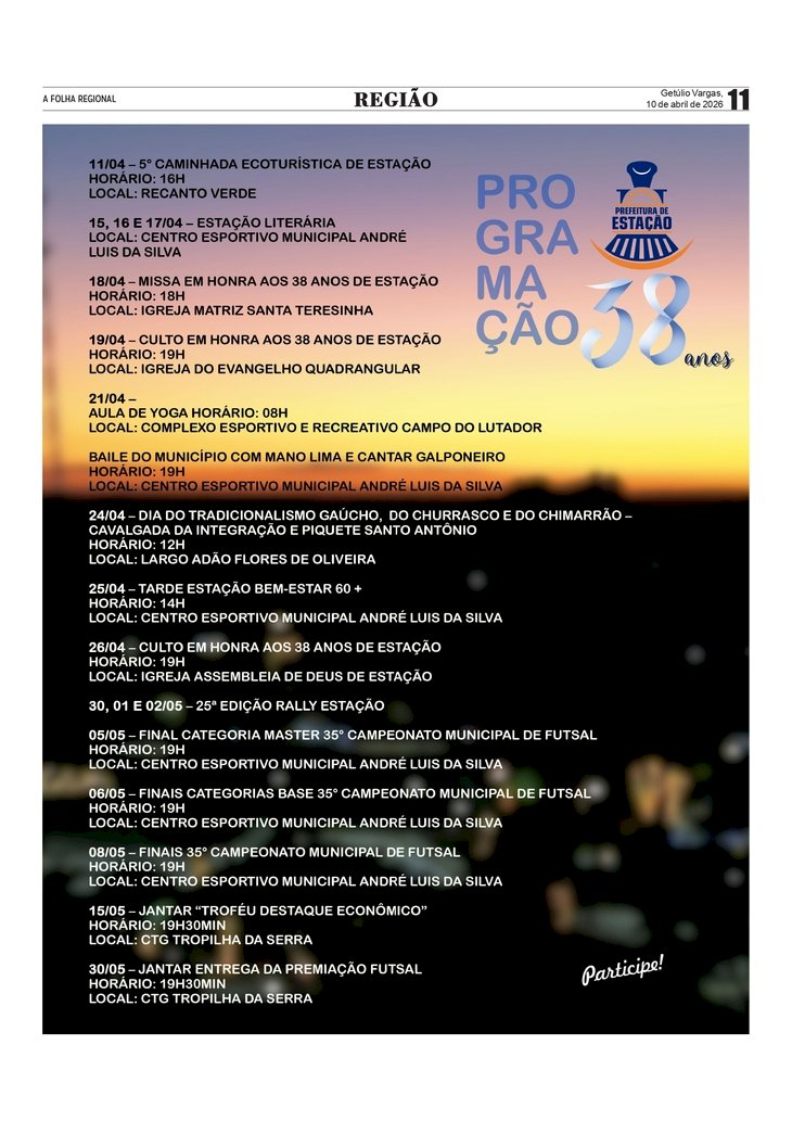Estação - Programação alusiva aos 38 anos do município