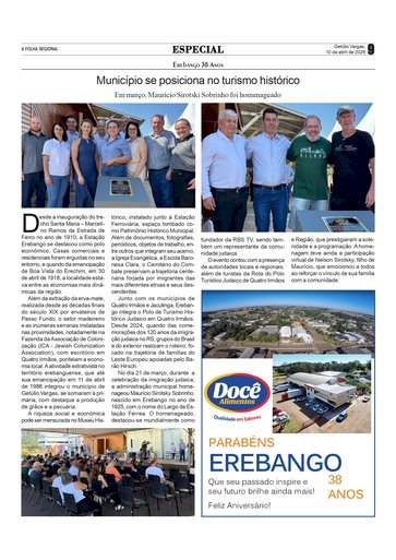 Erebango 38 Anos - Município se posiciona no turismo histórico