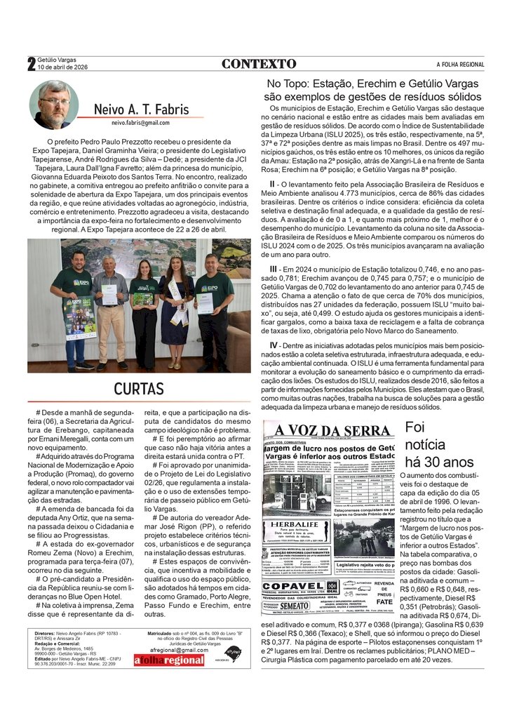 No Topo: Estação, Erechim e Getúlio Vargas são exemplos de gestões de resíduos sólidos