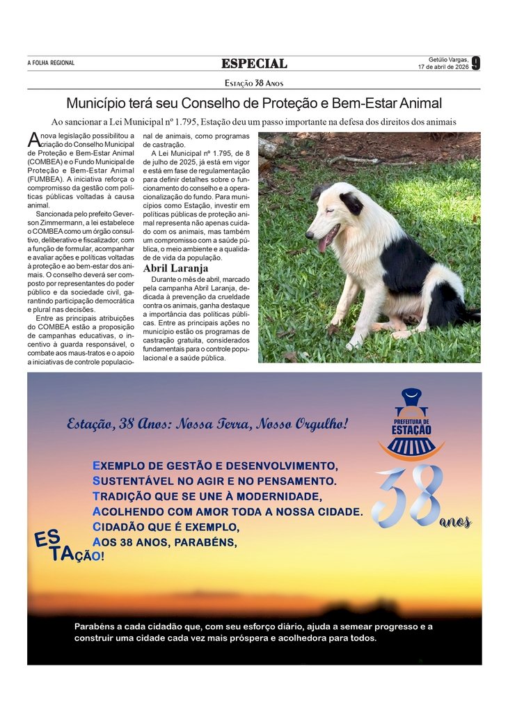 Estação 38 Anos - Município terá seu Conselho de Proteção e Bem-Estar Animal