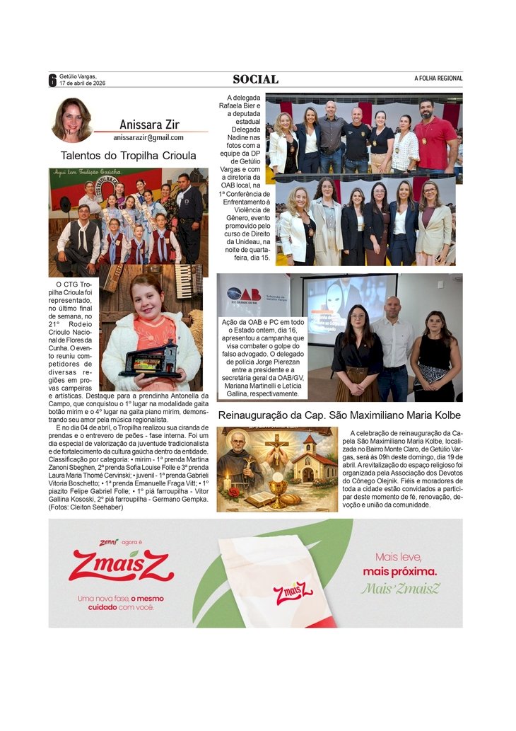 Social, por Anissara Zir. Edição de 17/4/2026