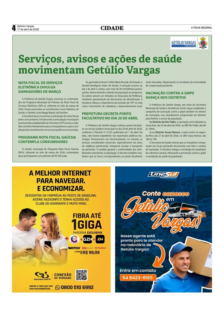 Informativo da Prefeitura Municipal de Getúlio Vargas