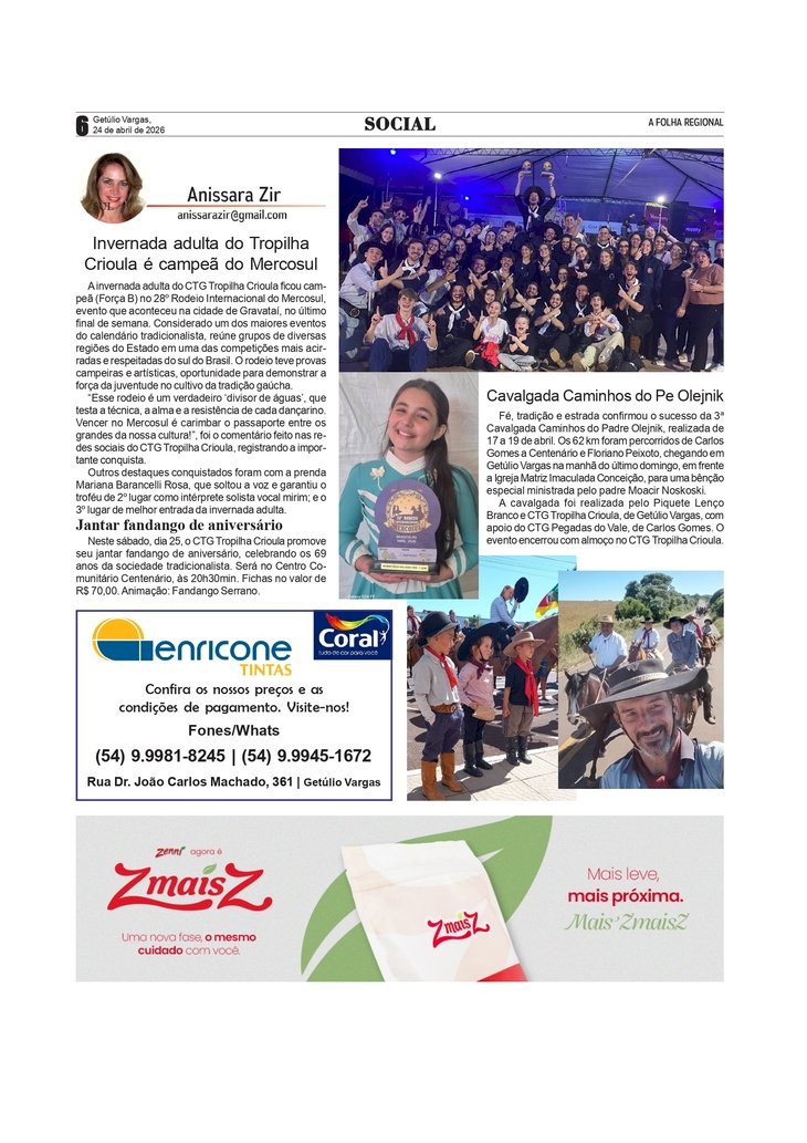 Social, por Anissara Zir. Edição de 24/4/2026