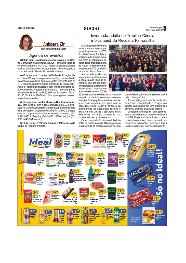 Social, por Anissara Zir. Edição de 08/5/2026