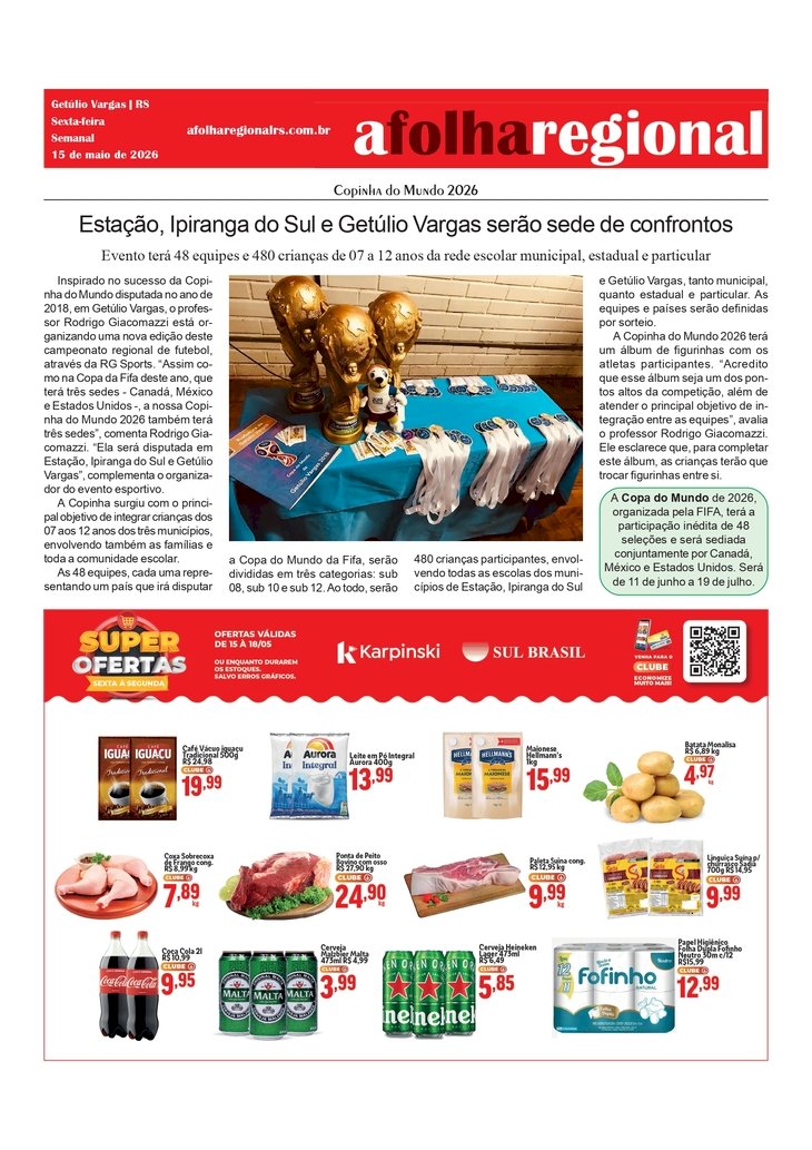 Estação, Ipiranga do Sul e Getúlio Vargas serão sede da Copinha do Mundo 2026