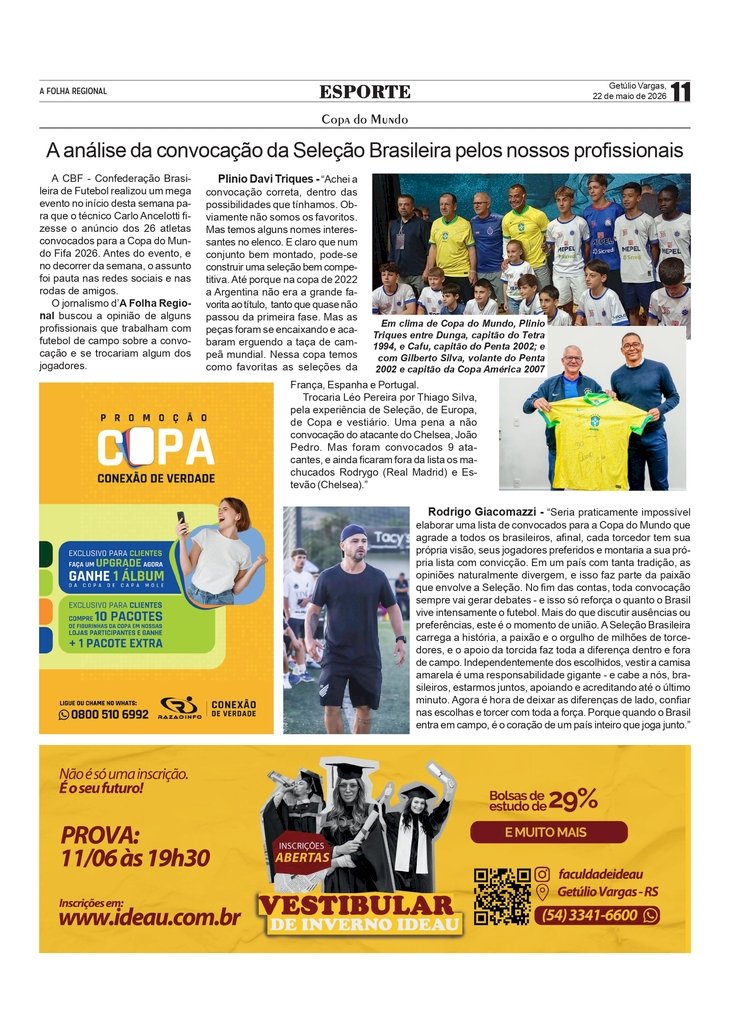 Copa do Mundo Fifa 2026 - A análise da convocação da Seleção Brasileira pelos nossos profissionais