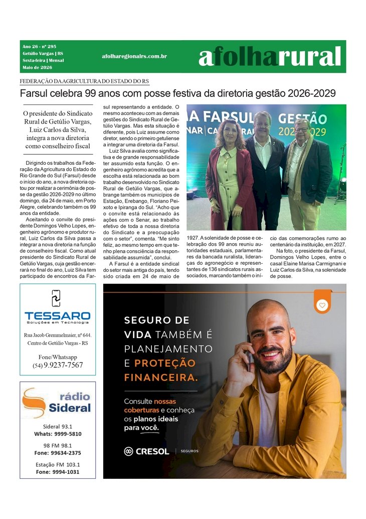 Farsul celebra 99 anos com posse festiva da diretoria gestão 2026-2029