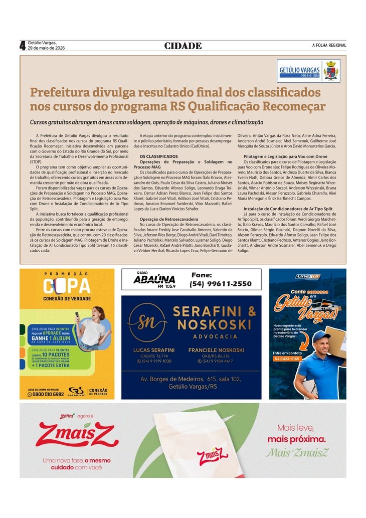 Prefeitura divulga resultado final dos classificados nos cursos do programa RS Qualificação Recomeçar