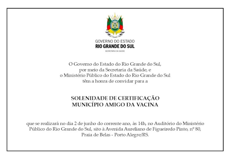 Getúlio Vargas receberá certificação Município  Amigo da Vacina no dia 2 de junho