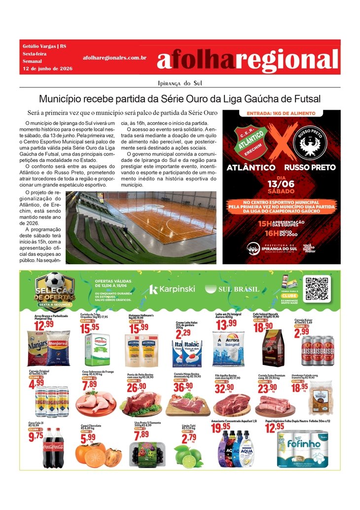 Ipiranga do Sul recebe partida da Série Ouro da Liga Gaúcha de Futsal
