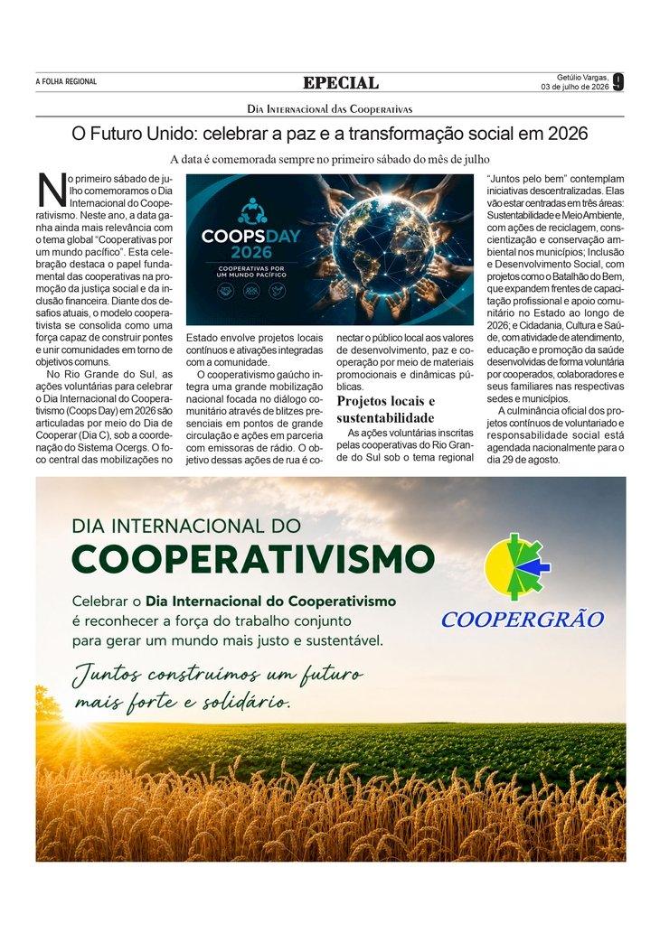 Dia Internacional do Cooperativismo - O Futuro Unido: celebrar a paz e a transformação social em 2026