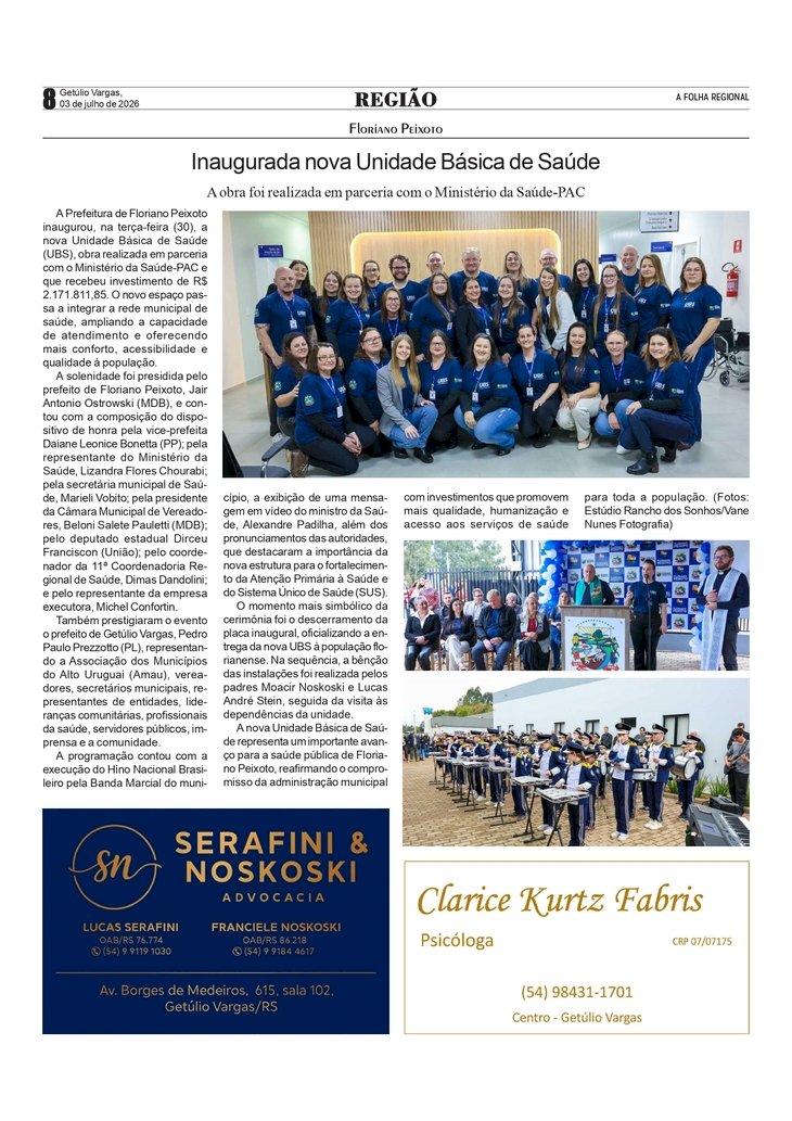 Inaugurada nova Unidade Básica de Saúde de Floriano Peixoto